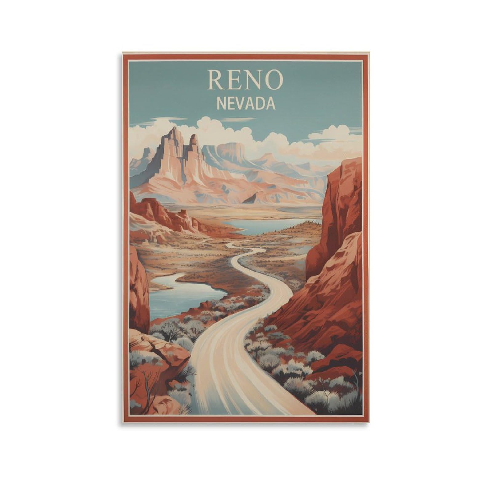 KmoNo Reno Nevada Vintage Travel Posters 16x24inch(40x60cm) Poster Decor Painting Canvas Wall Art Living Room Poster Bedroom