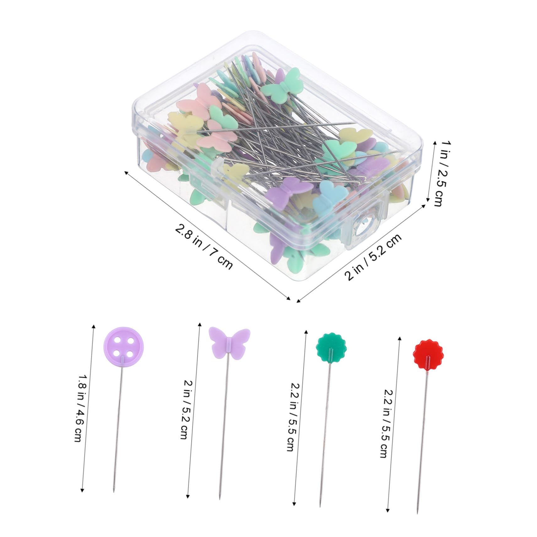 OSALADI 400pcs Sewing Needle Pins Straight Pins Heads for Fabric Dressmaking Set