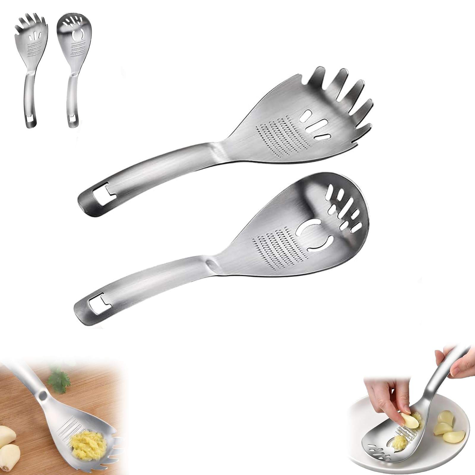 Cucchiaio Da Cucina Multiuso Acciaio Inox Cucchiaio Grattugiatore (A+B)