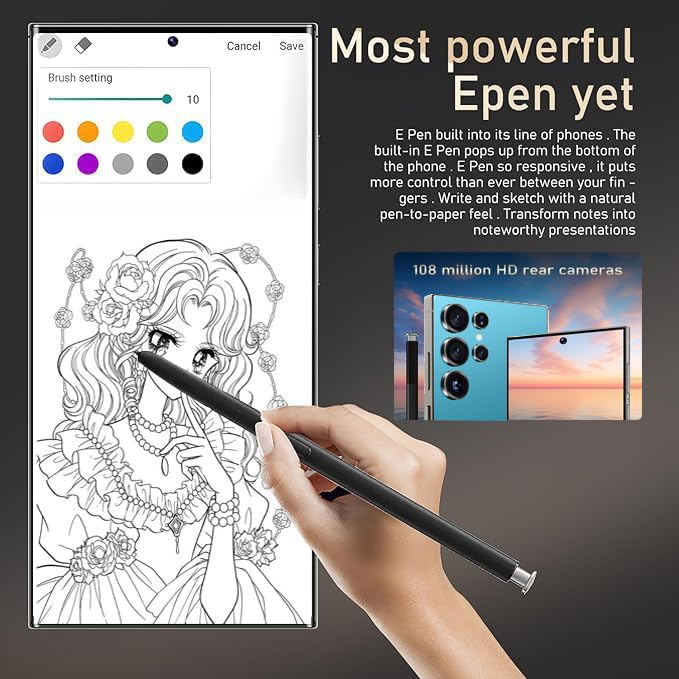 I25 Ultra 5G Unlocked Smartphone,Android 13.0 12GB+512GB Fully Unlocked Cell Phone Built in Pen The Phone,Battery 6800mAh 6.99" HD Screen,48MP+108MP Camera/Dual SIM/Face (Sky Blue 12GB+512GB)