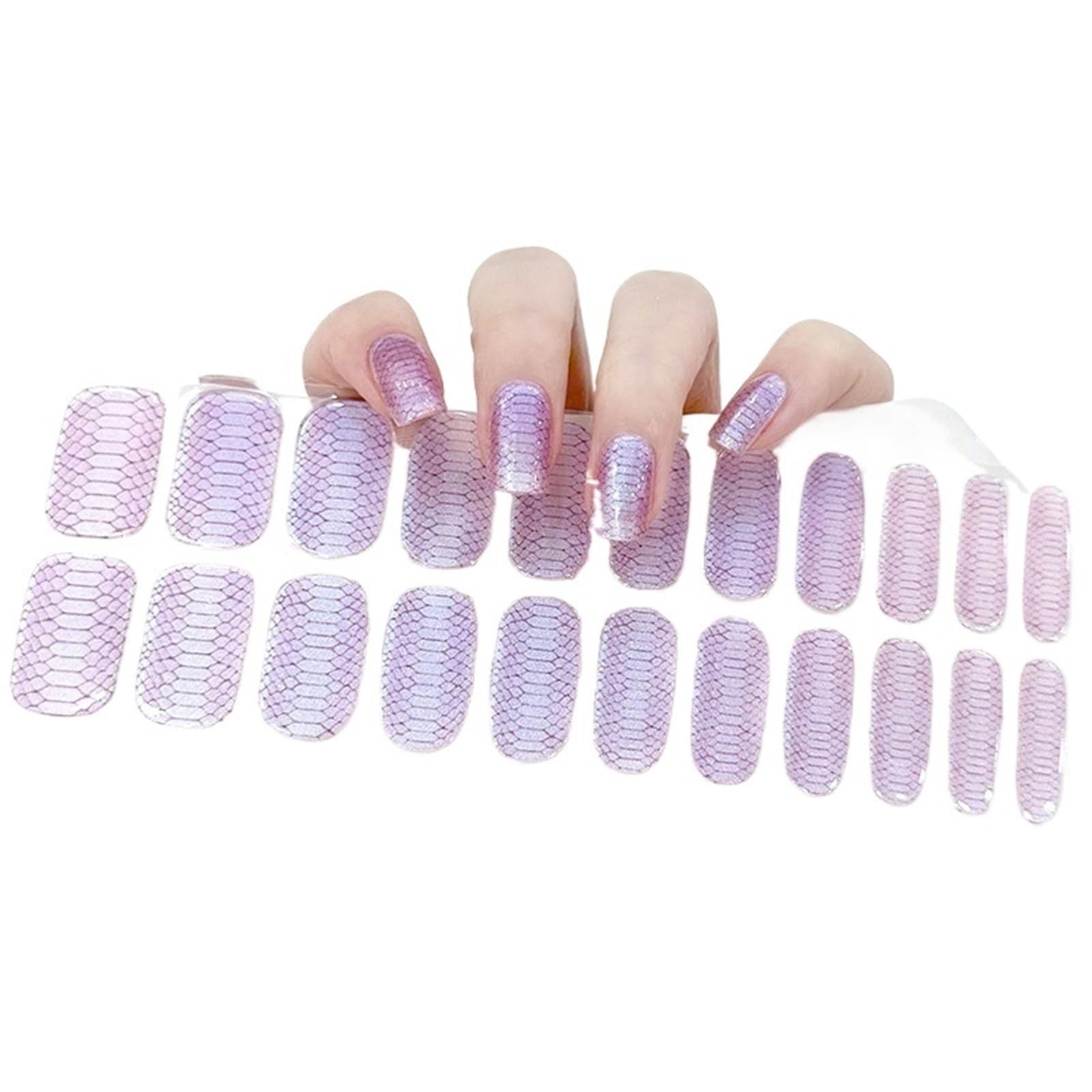 20 Tips Gradient Semi-Cured Gel Nail Stickers - Full Cover Nail Gel Polish Wraps - Press On Nails Decal(Color3)