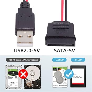 Amazon.co.jp: Cablecc シングル USB 2.0 DC 5V - SATA 15ピン
