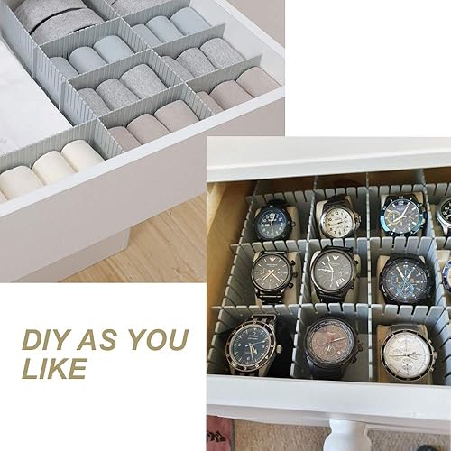 Miniatura 5 de Youngine - Separadores de cajones de bricolaje, 8 unidades, organizador de almacenamiento de cajones ajustables, rejilla de plástico para oficina,