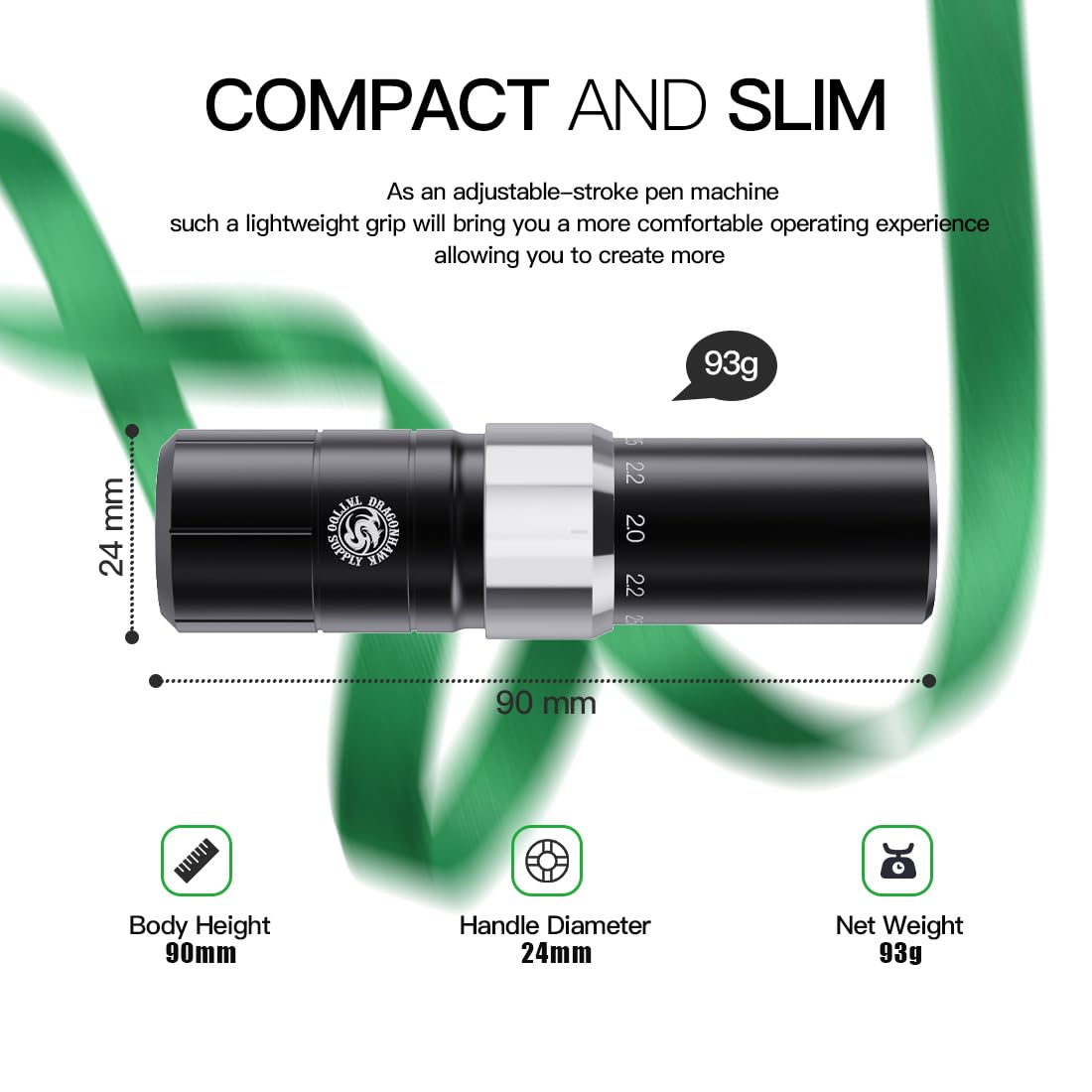 Dragonhawk Tour Y23 Wireless Tattoo Kit 2 Replaceable Batteries Tattoo Pen Machine Gun Kit with 6 Strokes Length Change