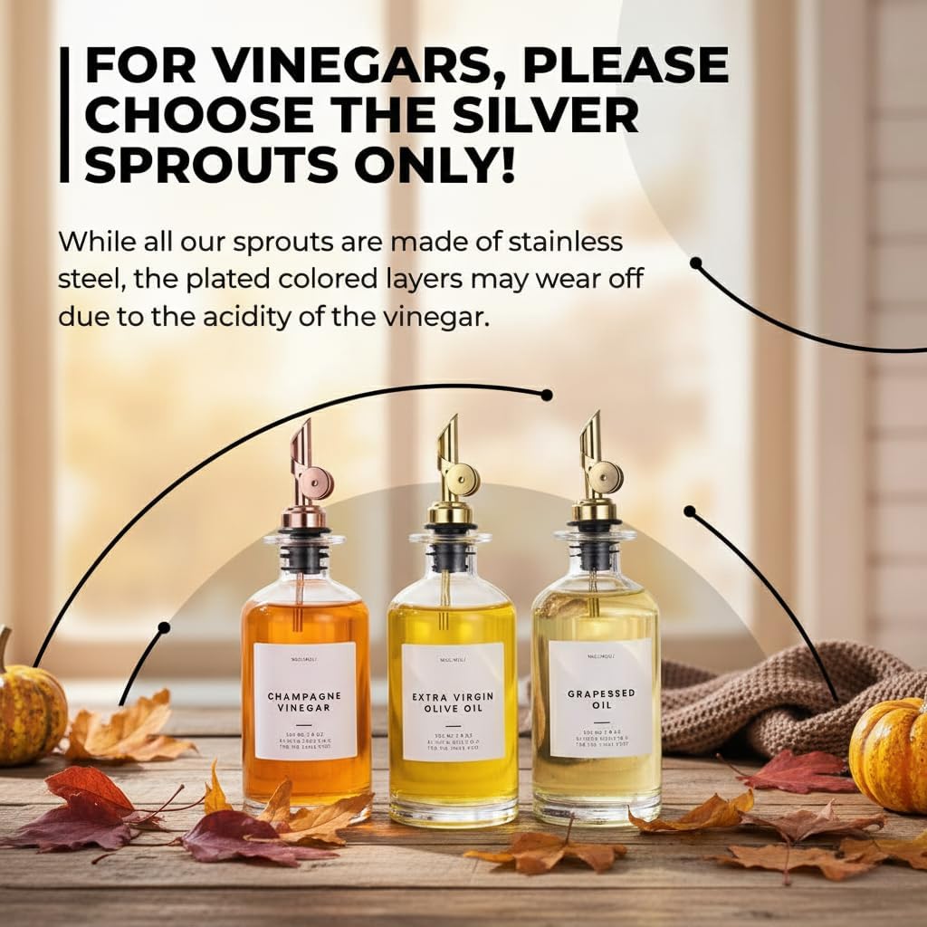 Molimoli - Premium Olive Oil Dispenser Bottles for Kitchen with Pourer - Oil and Vinegar Dispenser Set, Glass Dispenser for Kitchen, Dispenser Bottle of 350ml - Set of 2 - Image 8