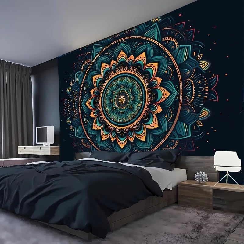 FENDROM Cool Colorful Mandal Tapestry Popular Handicrafts Indian hippie Bohemian Wall Hanging Psychedelic Floral Mandala Wall Art For College Dorm