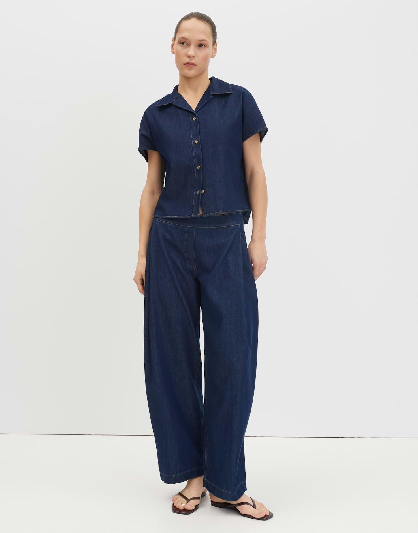someday Damen Kurzarmbluse | Boxy Jeansbluse aus BCI Cotton Mix