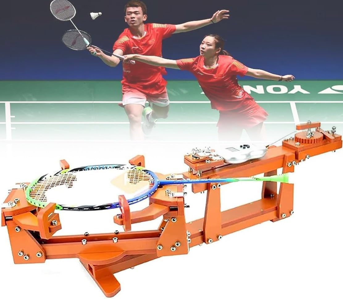 NYMFEA Badminton Racket Stringing Machine, Electric DIY Racket Frame Threading Machine, 6-Point Fixed, Multifunctional Intelligent Design, for DIY Squash, Tennis or Badminton Rackets
