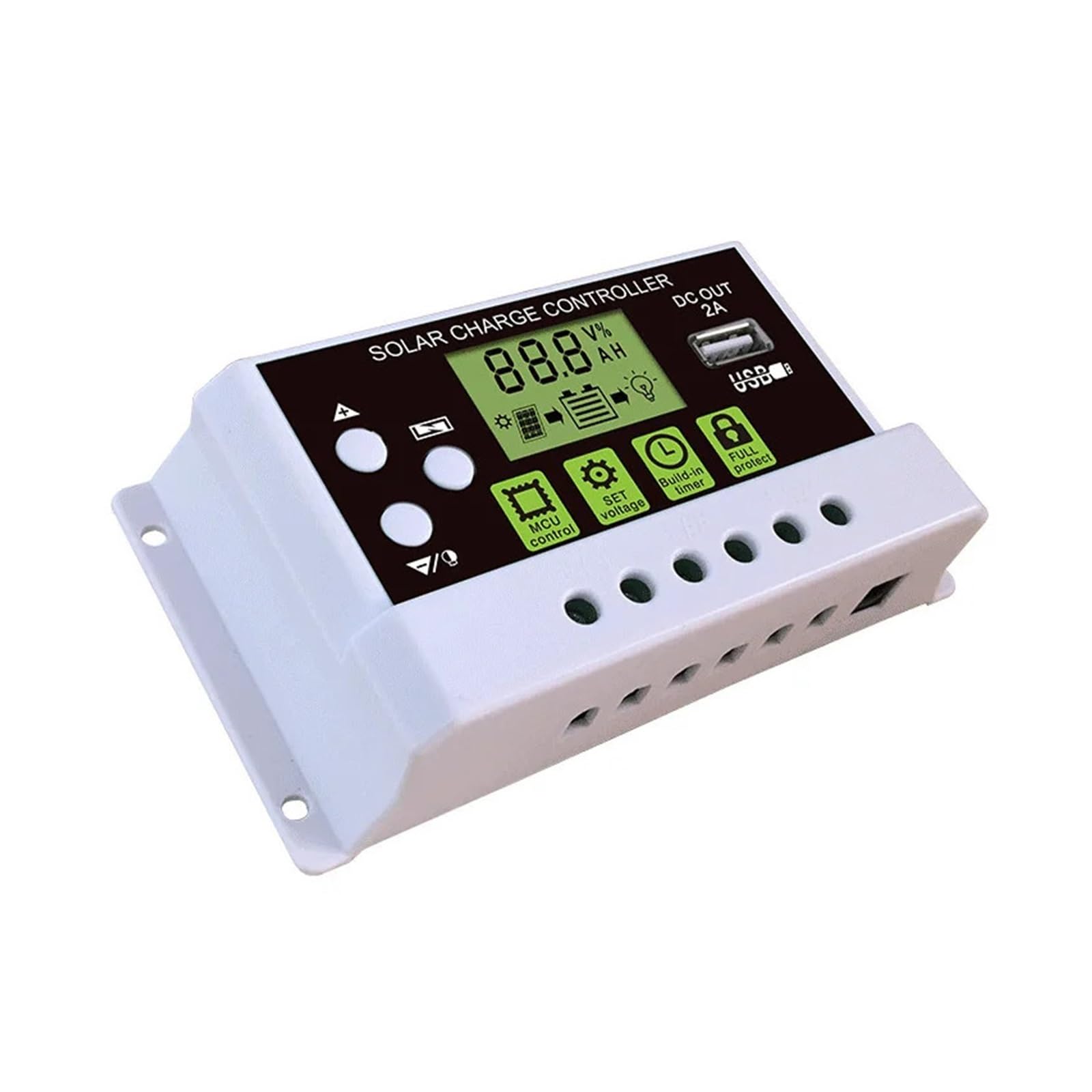 Regolatore di Carica Pannello Solare, Regolatore Solare 10A 20A 30A 40A 50A 60A Auto 12V 24V Regolatore di scarica di Carica PWM Uscita CC USB(20A)