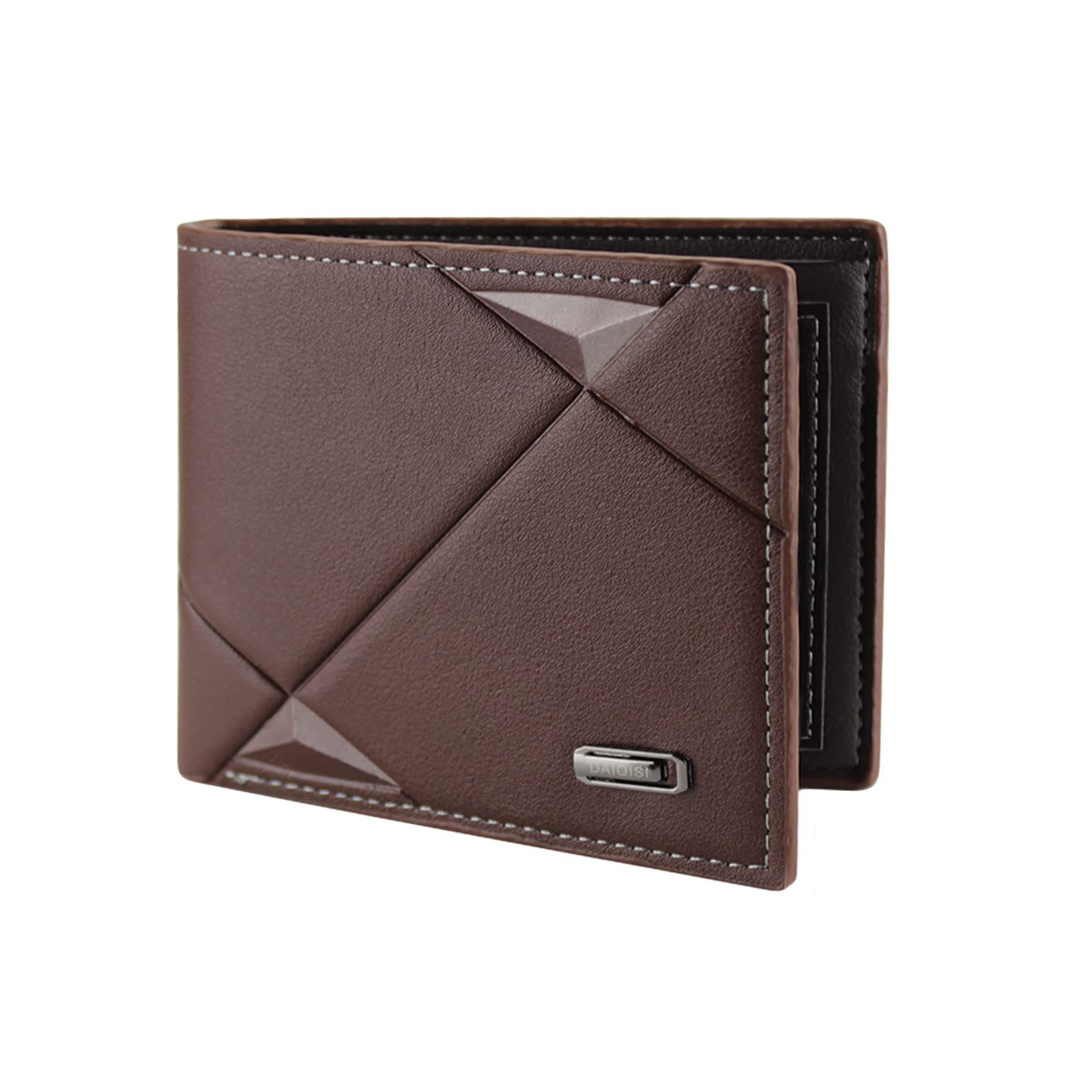 FuninCrea Portafogli da uomo, portafoglio da uomo sottile in pelle con più fessure, portafoglio da uomo impermeabile e multifunzionale con tasca portamonete, marrone, S, Minimalista