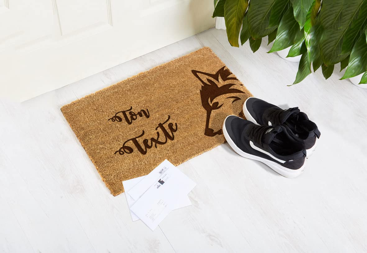Paillasson personnalisé en fibre de coco avec n'importe quel texte, Tapis antidérapant et absorbant, Différents motifs de paillassons internes pour l'intérieur de la maison (90 x 60cm, modèle 15)