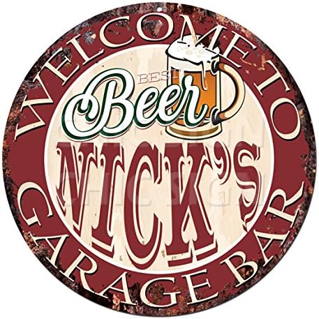 Welcome to Best Beer NICK’S GARAGE BAR Chic Tin Sign rústico Shabby estilo vintage retro cocina bar bar cafetería hombre cueva decoración regalo