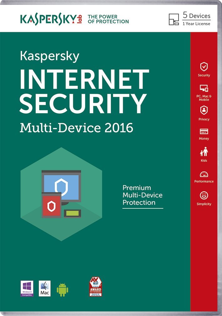 Kaspersky Internet Security 2016 5 User - Licence Key (PC)