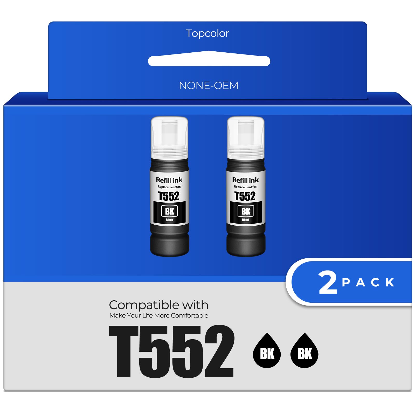 552 Black Ink Bottles ET-8550 ET-8500 Replacement for Epson 552 Ink Refill Bottle (2 Black) Work for Ecotank Photo ET-8550 ET-8500 ET 8550 ET 8500 ET8550 ET8500 8550 8500 Supertank Printer