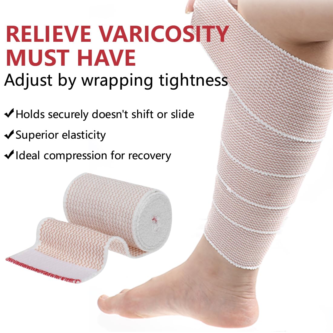 6 Pack 3 Inch Elastic Bandage Wrap with Self-Closure Compression Wrap Bandages for Arms and Elbows, Red Trim — Amazon image 6