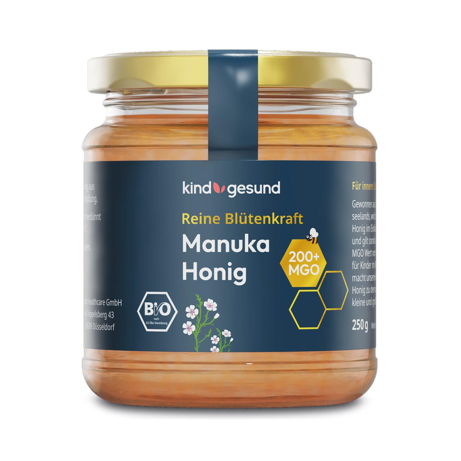 kindgesund Bio Manuka Honig für Kinder – Wohltuender Honig im Glas mit einem MGO von 200+ – 250 g