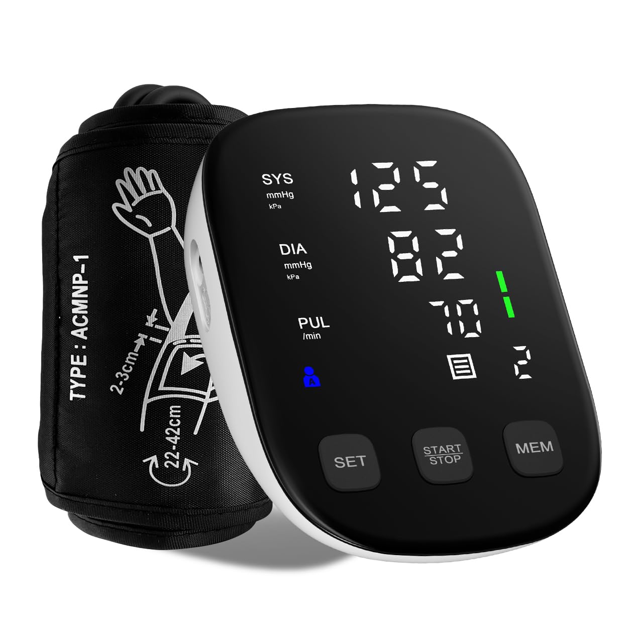 HealthTree Tensiómetro de Brazo,Monitor Presión Arterial Digital para Hogar | Brazalete Grande de 8.5"-16.5"— Pantalla LED de 5.5", Monitorear el Pulso y Frecuencia Cardíaca, Seguimiento de Memoria 2x90