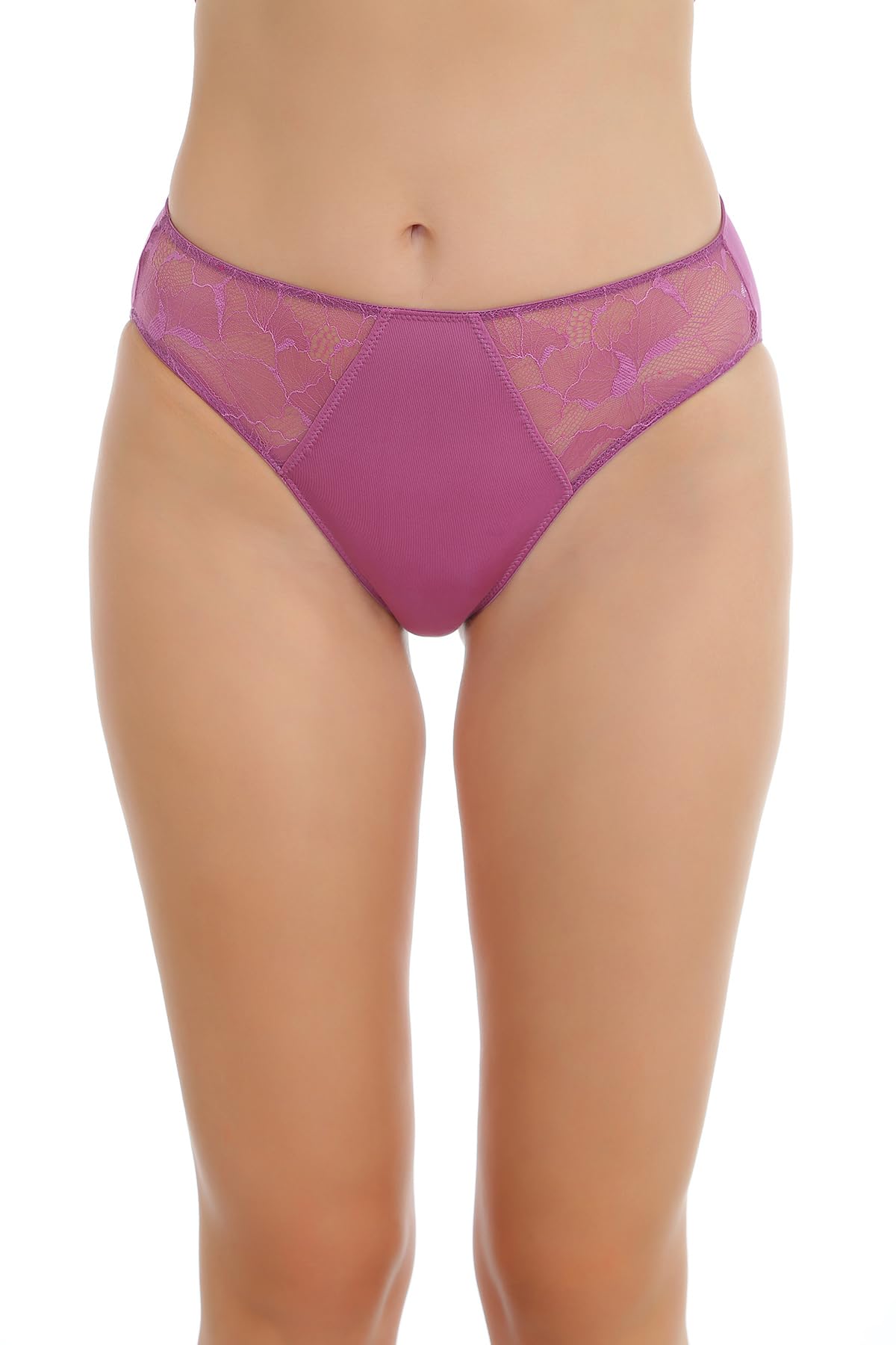 Women's Lace Trim Bikini Briefs, Purple-image-49