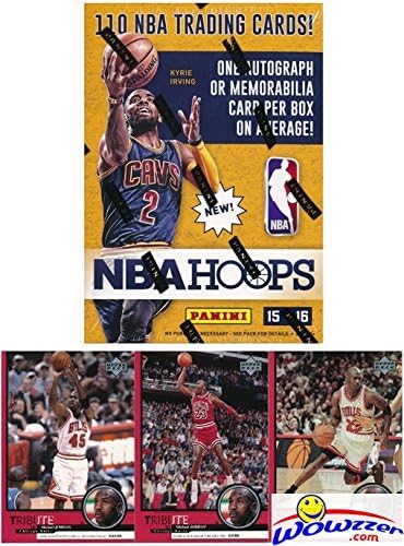 2015/2016 Panini Hoops NBA Basketball HUGE Factory Sealed Blaster Box with 110 Cards & AUTOGRAPH or MEMORABILIA Card! Plus Special BONUS of THREE(3) Vintage Michael Jordan Chicago Bulls Cards!