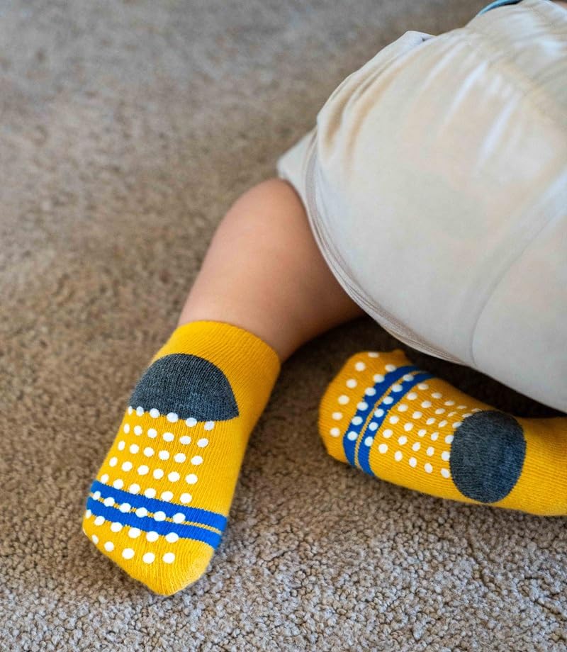 Image of JAKIDAR 12-Pair Baby Socks Non-Slip Cotton Toddler Socks Ankle Socks for Baby Toddler Kids