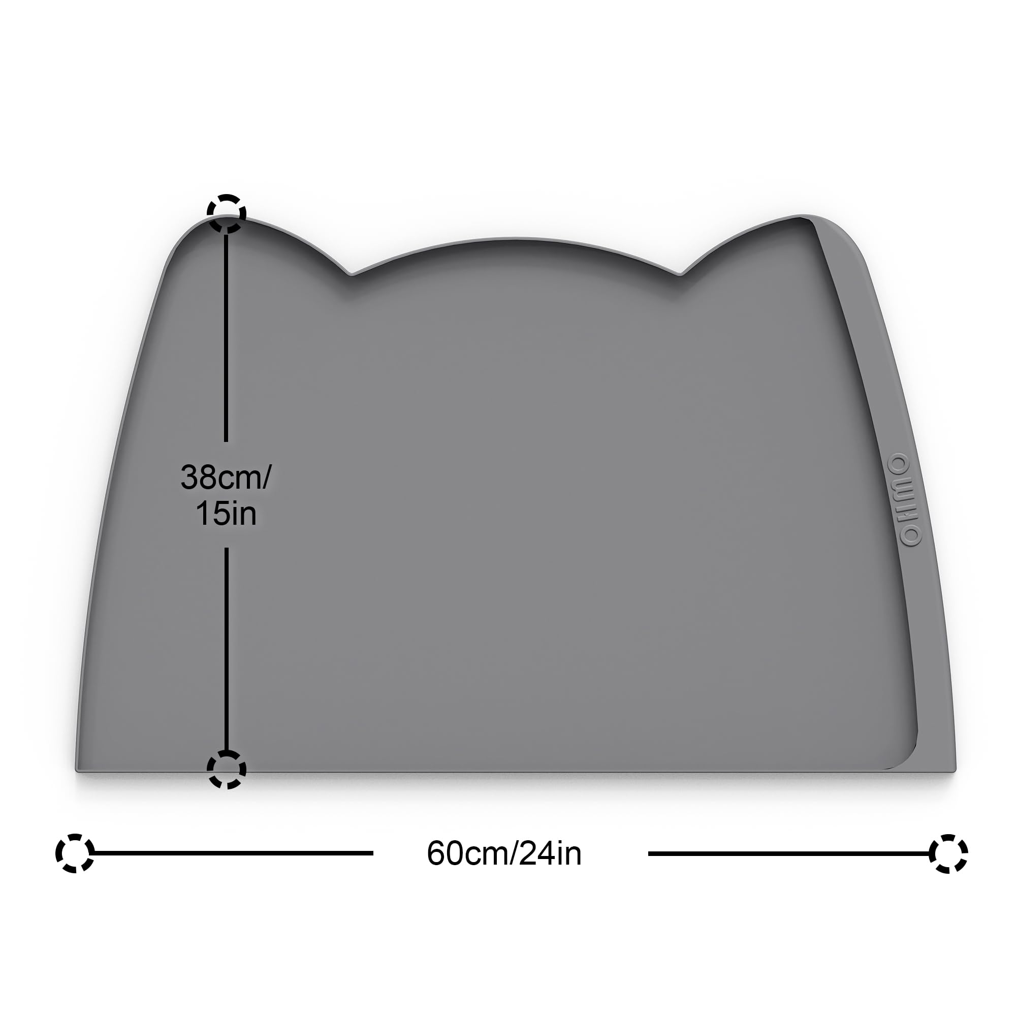 OHMO Tappetino Ciotola per Cani e Gatti in Silicone con Tasca per Residui, Impermeabile Antiscivolo a Prova di Fuoriuscita per Cibo e Acqua, 60x38cm