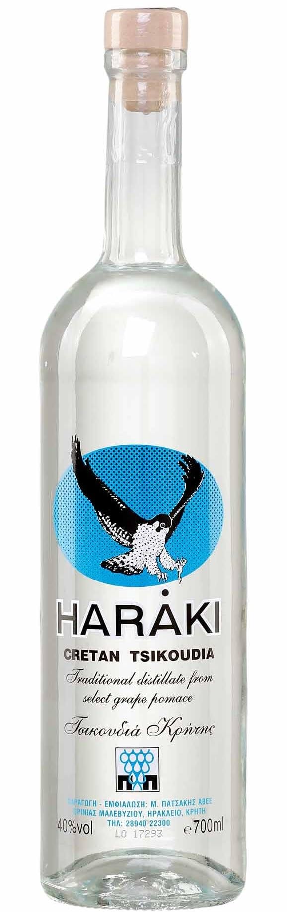 Raki von Kreta 40% 0,7l Haraki Kretaraki Tsikoudia | Griechischer Tresterbrand ohne Anis | 100% Destillat