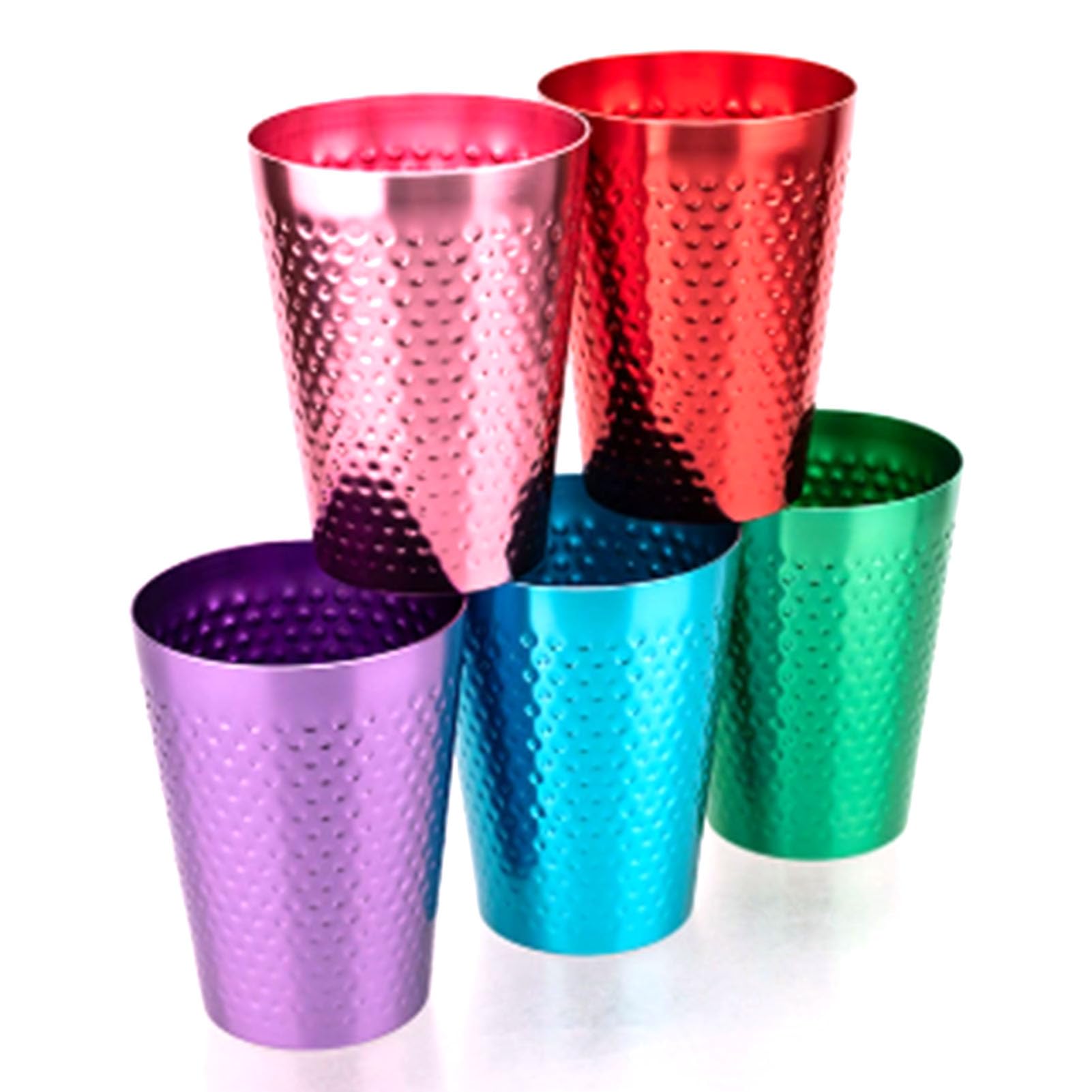 Elprico Vasos de Aluminio, Vasos de Metal para Bebidas Frías, de Metal con Acabado Reutilizables de 5 Colores para Beber, Apilables y Aptos para Lavavajillas, para el Hogar, (5PCS)