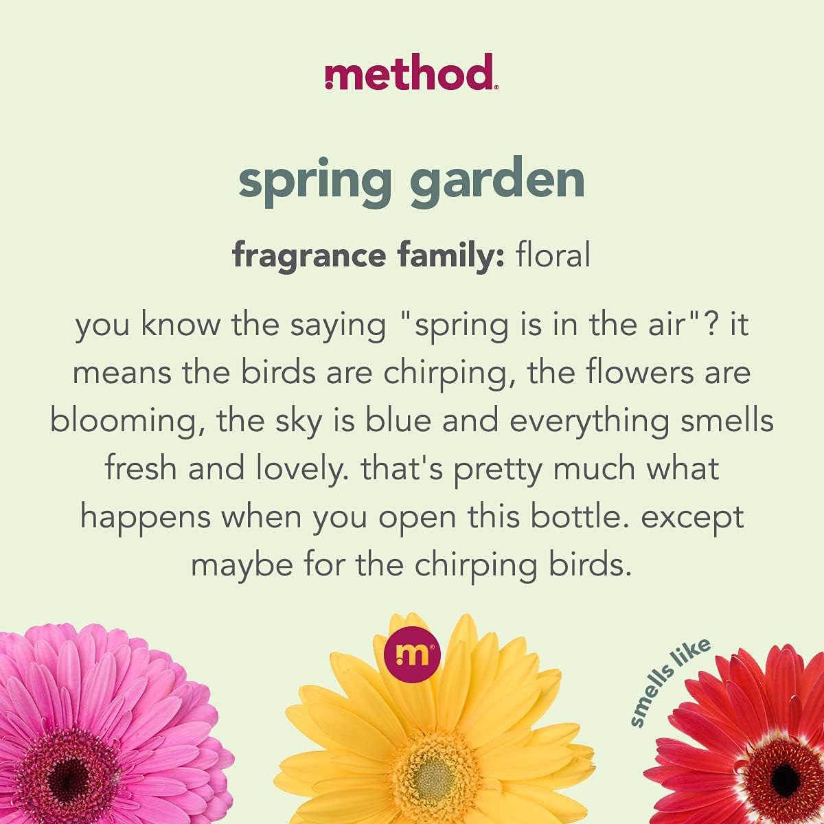 Method Fragrance Booster, Spring Garden, Keeps Clothes Fresh For Up to 12 weeks, 17 Ounces (Pack of 1)
