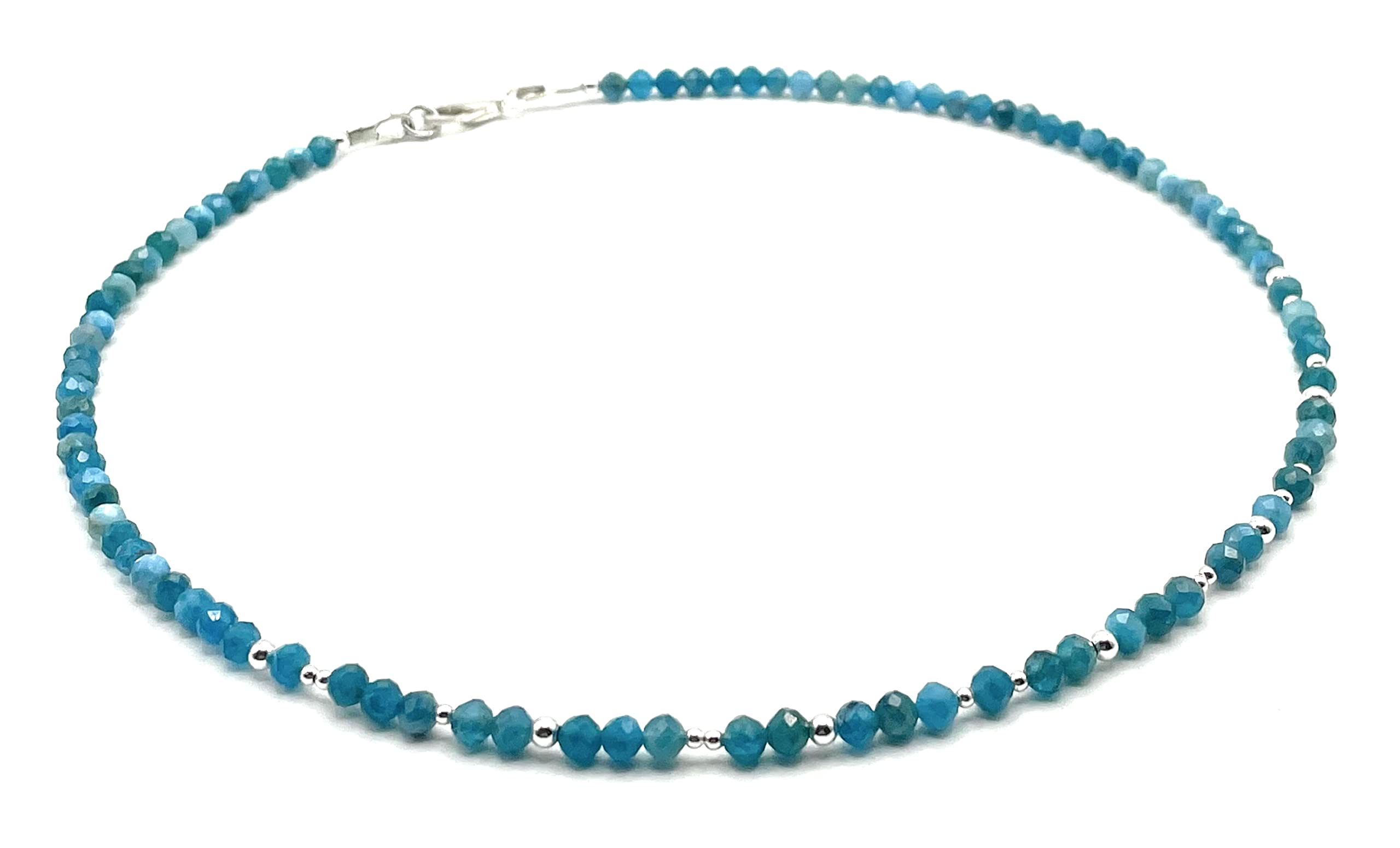 Feine Apatit Halskette, 925 Sterling Silber, Kristall Schmuck, Minimalist Bijoux Made in Italy, Geschenk für Frauen