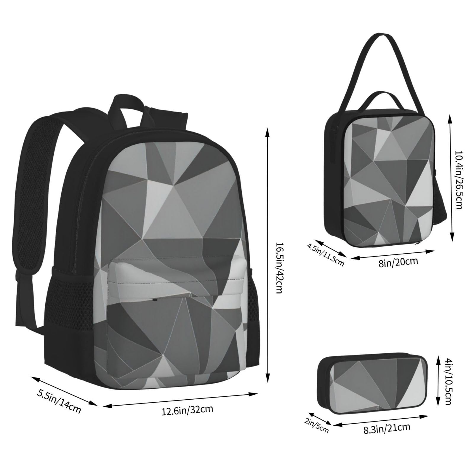 Zaino, borsa portapranzo, astuccio, set da 3 pezzi, per lavoro e
