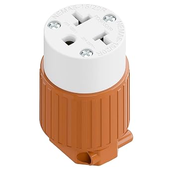 Four-in-One Heavy Duty NEMA 5-15R/5-20R/6-15R/6-20R Female Receptacle,15A/20A 125VOLT, 15A/20A 250V NEMA 4-in-1 Connector, Straight Female Socket Orange Color