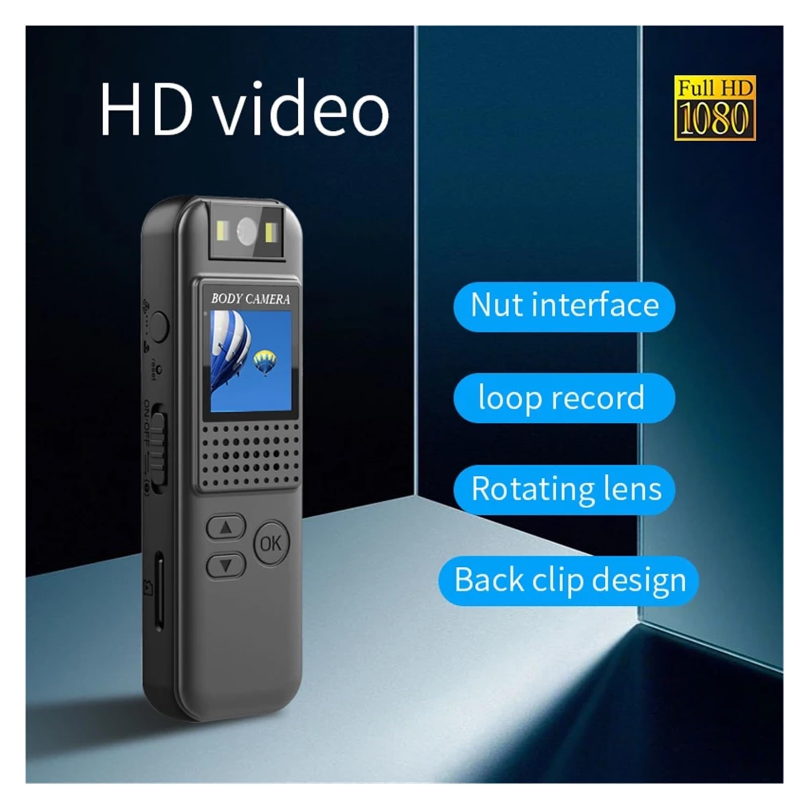 Mini Kieszonkowa Kamera 1080p FHD Sportowa Kamera Akcji Przenośna Kamera Na Mały Korpus Obrotowa Kamera Do Nagrywania Rowerów Na Świeżym Powietrzu Przejrzystość Precyzja(With 32G TF card)