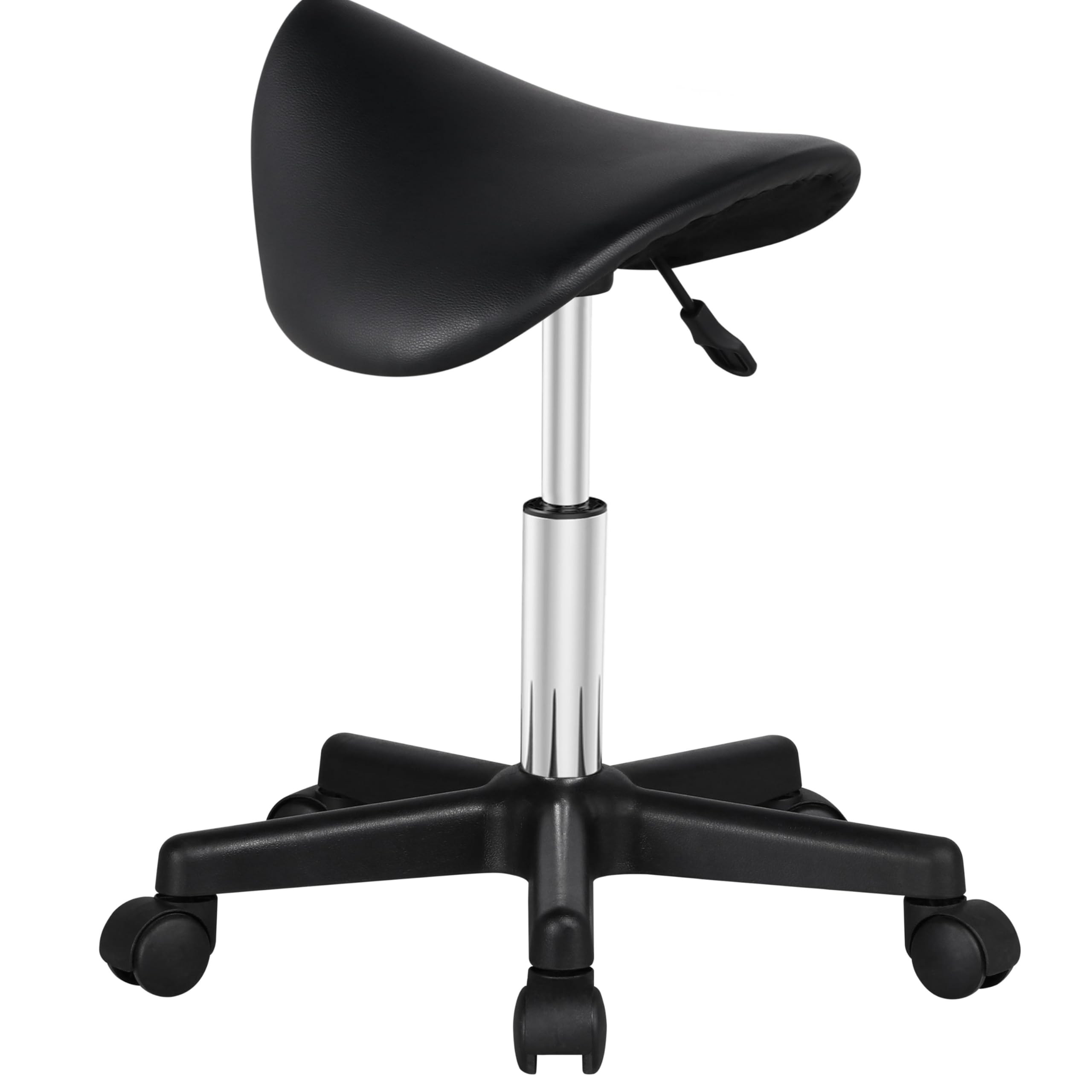 Yaheetech Taburete con Ruedas Ajustable en Altura 45,5-60 cm Negro | Taburete Alto Silla PU Giratoria para Manicura, Pedicura, Tatuajes
