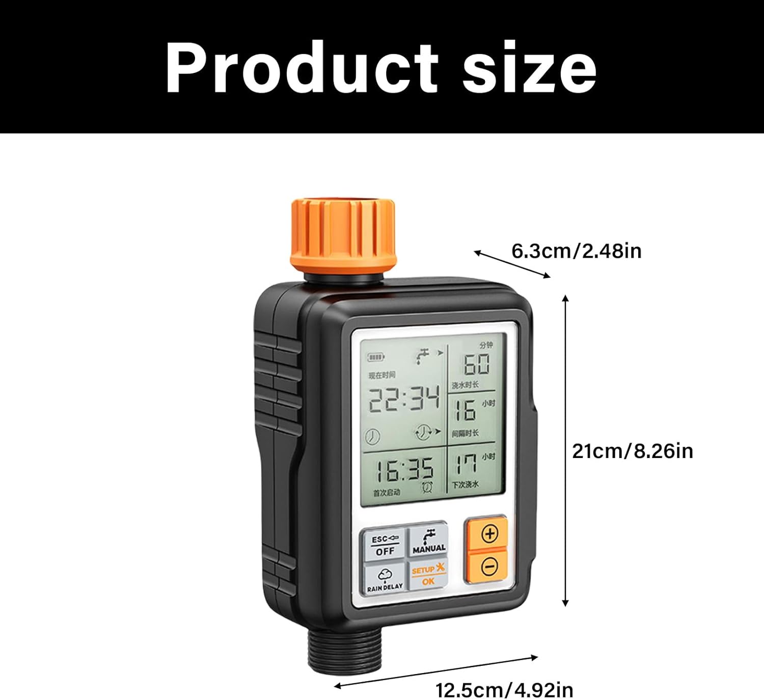 Intelligent Irrigation Controller with Large Digital Screen 15-Day Cycle Settings & Rain Postpone Function for Home Gardens Weatherproof Garden Irrigation Controller