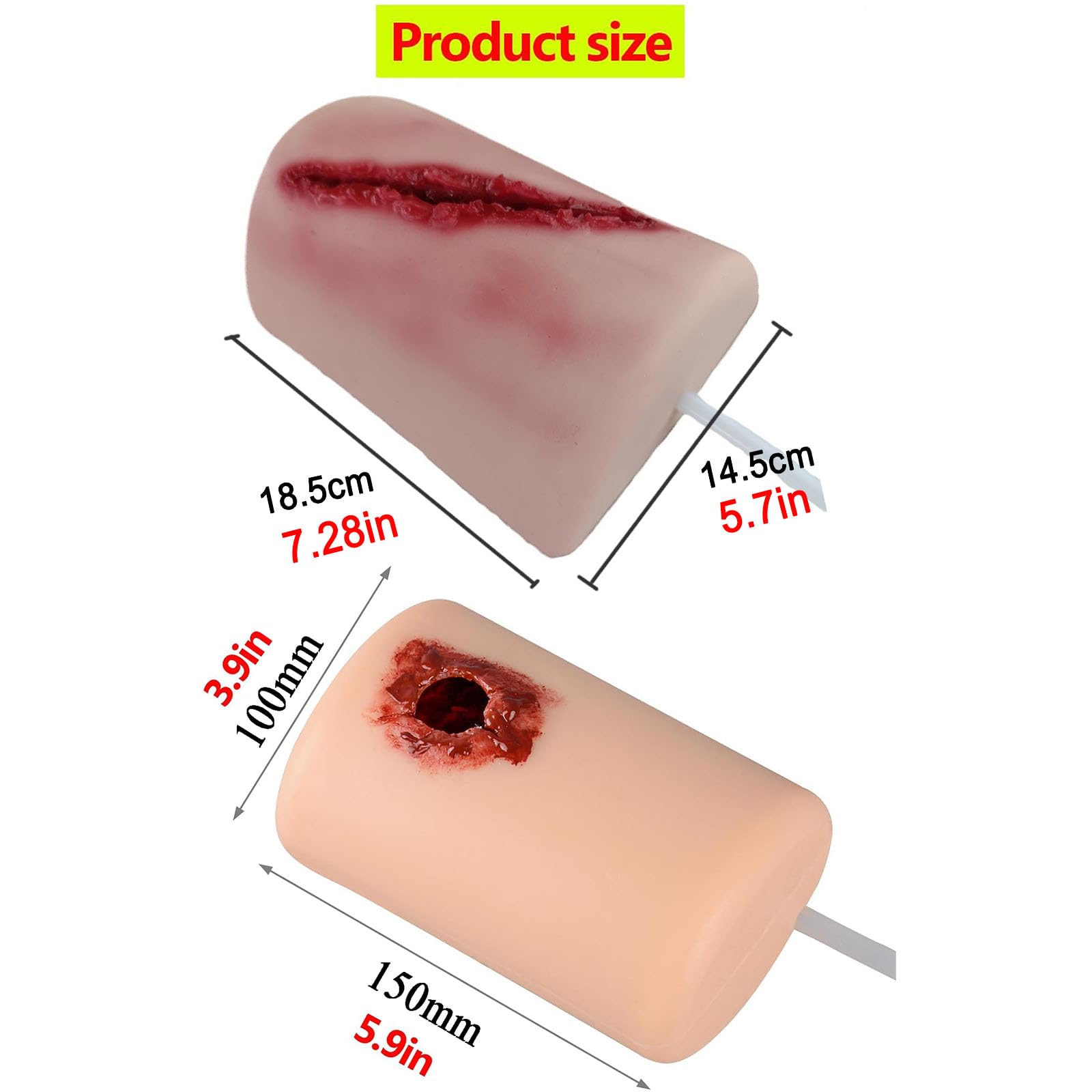2 rodzaje zestawu do pakowania ran i opaski uciskowej, zestaw treningowy Stop The Bleed, silnie symuluje ranę na udzie i miejsce krwawienia, model szycia do szkolenia, edukacji i demonstracji