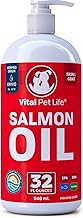 Salmon Oil for Dogs & Cats - Healthy Skin & Coat, Fish Oil, Omega 3 EPA DHA, Liquid Food Supplement for Pets, All Natural, Supports Joint & Bone Health, Natural Allergy & Inflammation Defense, 32 oz