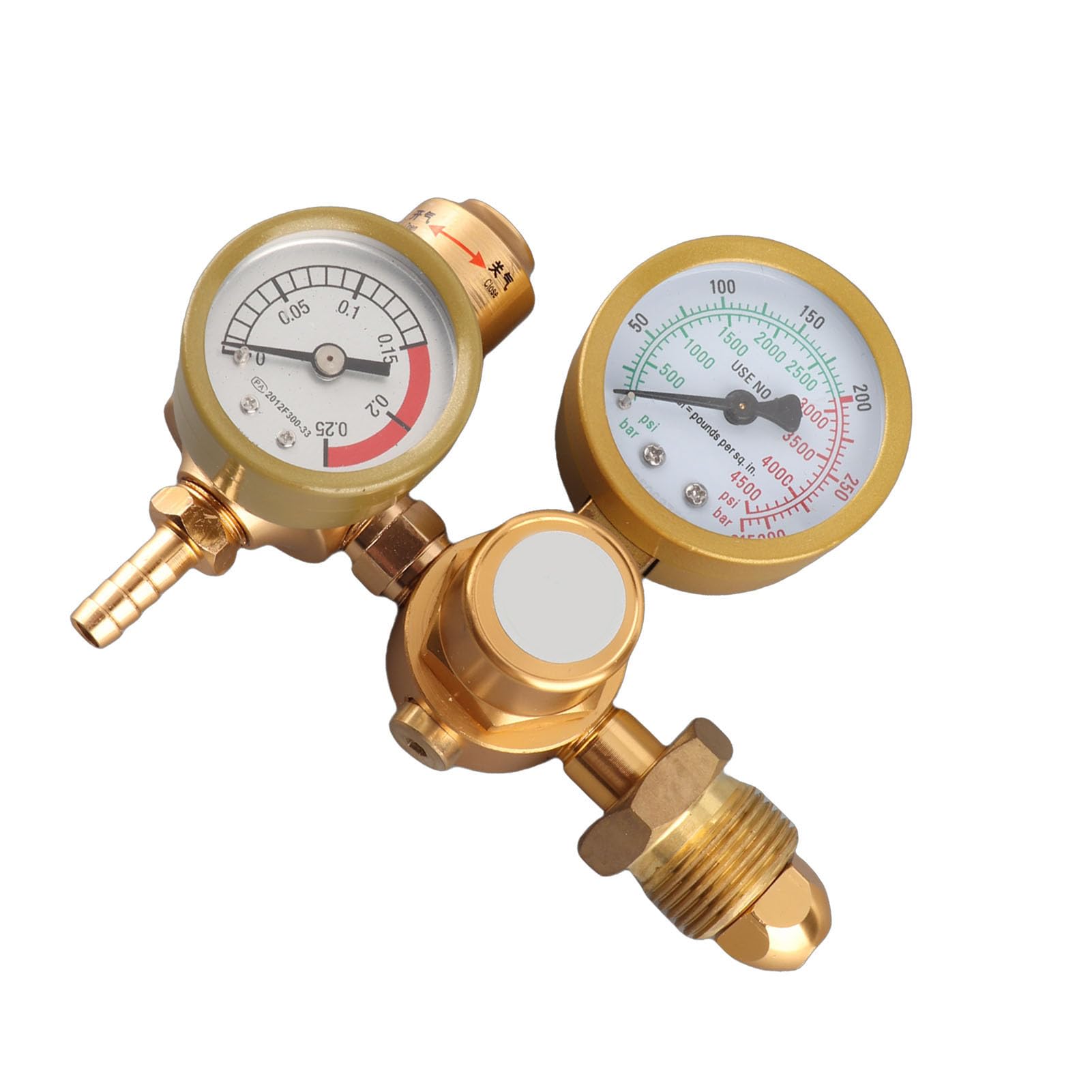 Reduktor Spawalniczy Argon CO2 4500 Psi 25 L/min Wylot 1/4 Cala | Przepływomierz, Zastosowanie MIG TIG, Podwójne Manometry, Wlot Cylindra, Złącze CGA580, Przepływ 25 L/min, Konstrukcja