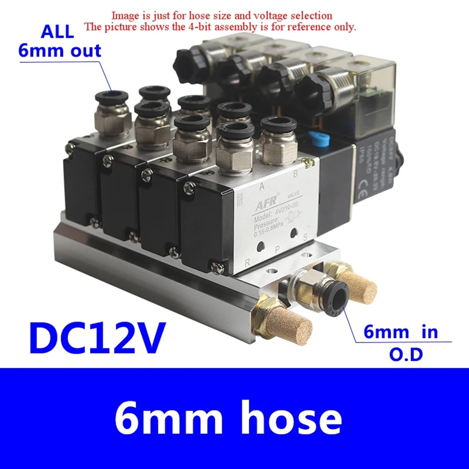 4v210-08 Válvula neumática de colector 5/2 Grupo válvulas solenoides Isla inversión Cilindro Distribuidor neumático(8 Combinations)