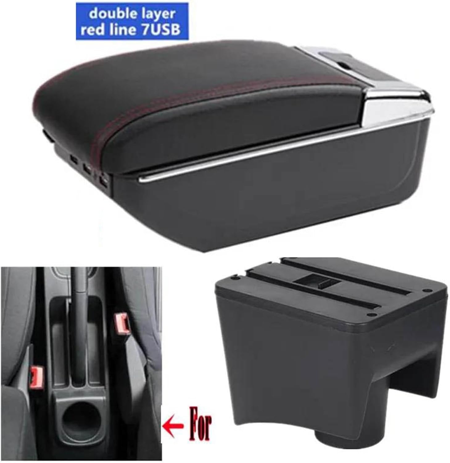 Car Arm Rest Armrest Box With Cup Holder Double Layer Storage Armrest Box With 7 USB Ports For VW For Vento For Polo Mk5 6R 2010-2018
