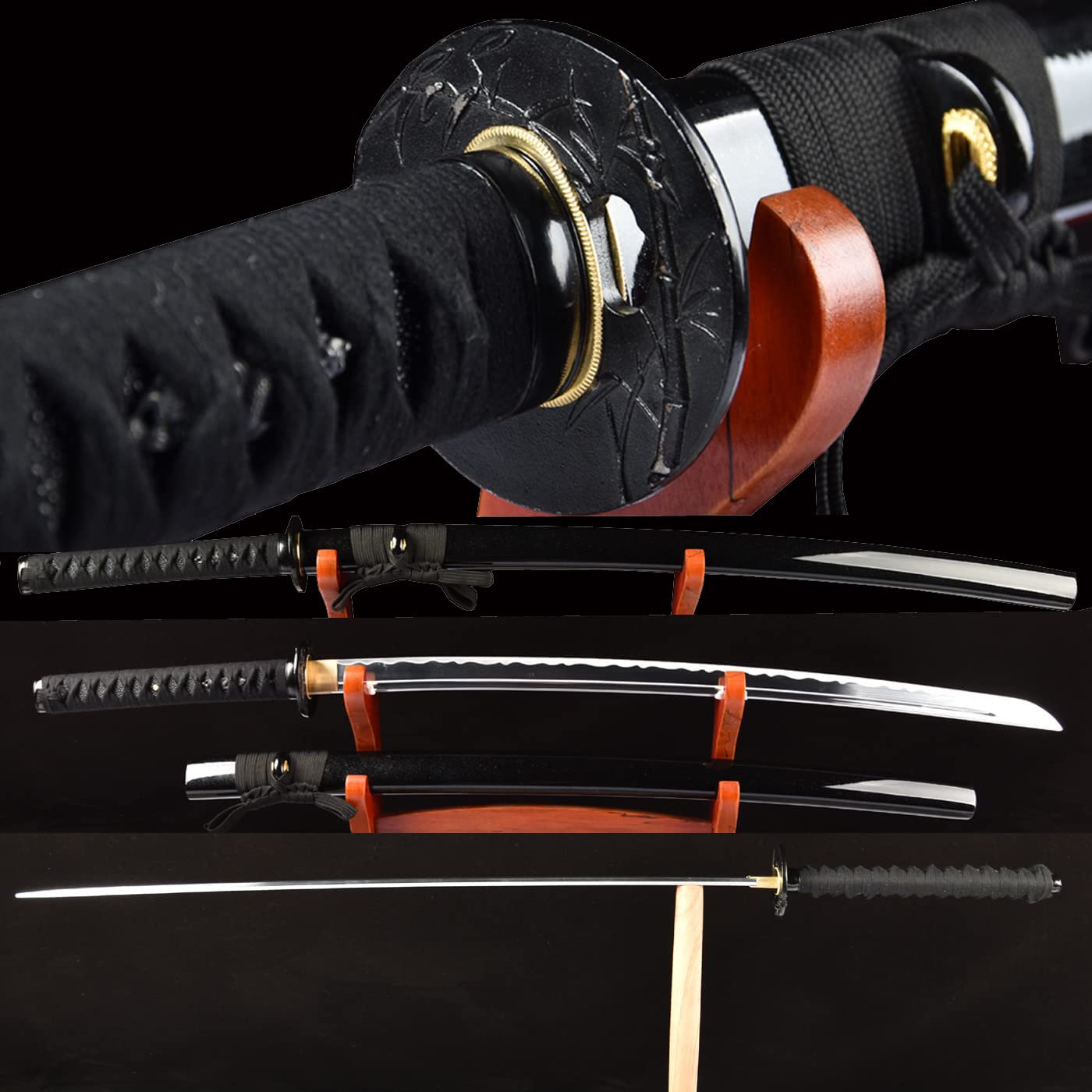 Aluminum Steel Katana Sword Non-sharpened Japanese Samurai Sword,Handmade Practice laido Knife,Full Tang Knife,Blunt Blade for Bushido