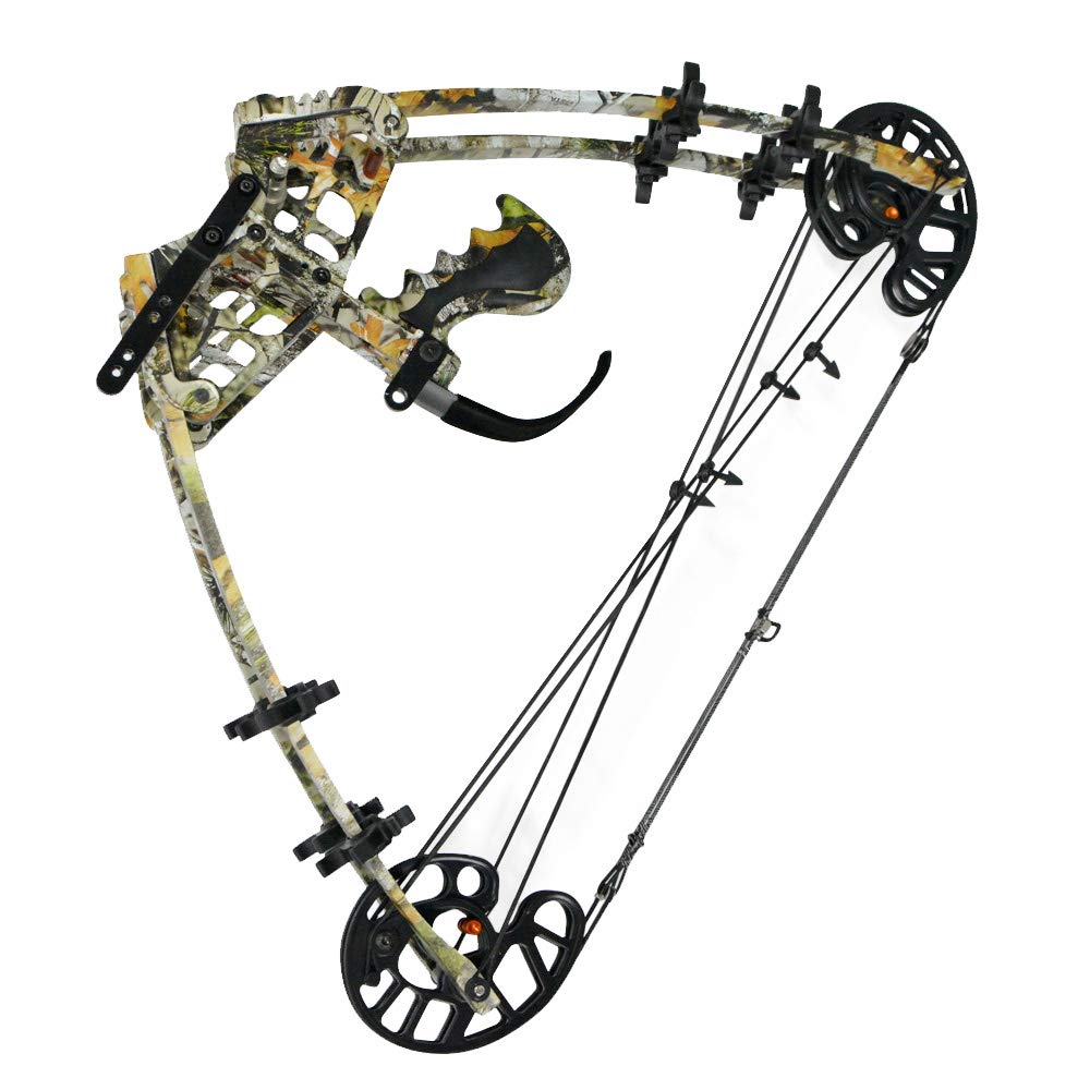 AMEYXGS Archery Compound Bow Dual-Purpose Steel Ball Hunting Bow 45lbs Triangle Bow Catapult for Outdoor Hunting Fishing for LH and RH (camo)