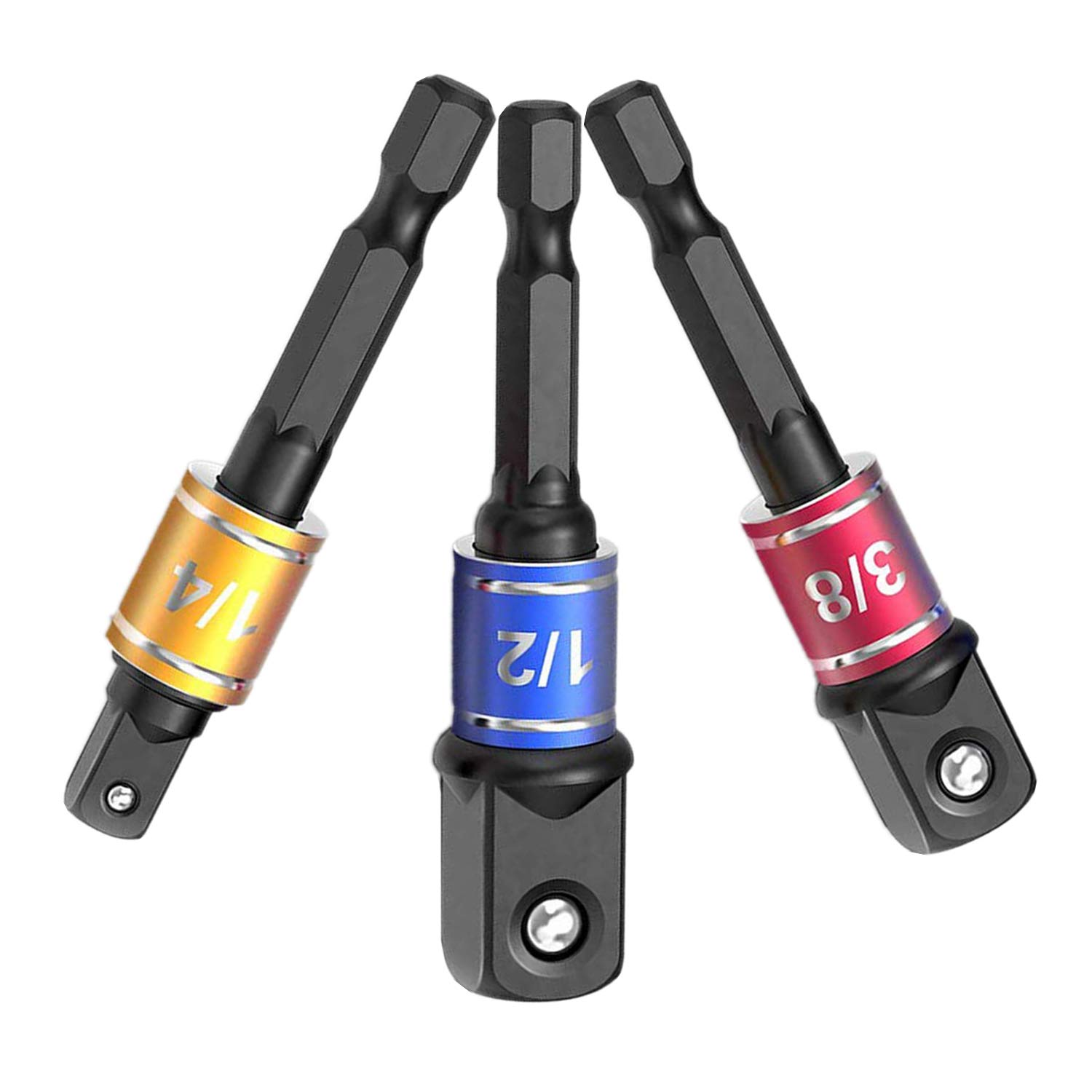 Tool Gift for Man,Sokam Power Drill Sockets Adapter Sets,Hex Shank Impact Driver Socket Adapter,Socket to Drill Adapter 1/4" 3/8" 1/2" Impact Driver Adapter,Drill Bit Extension Set