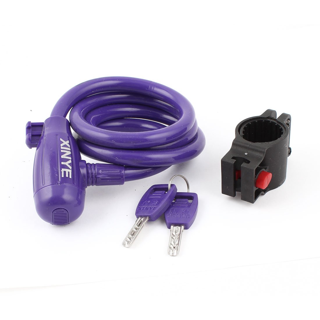 Aexit Purple 3.3Ft Bike Locks Length Bike Bicycle Cycling Security Spiral Cable Lock w U-Locks 2 Keys