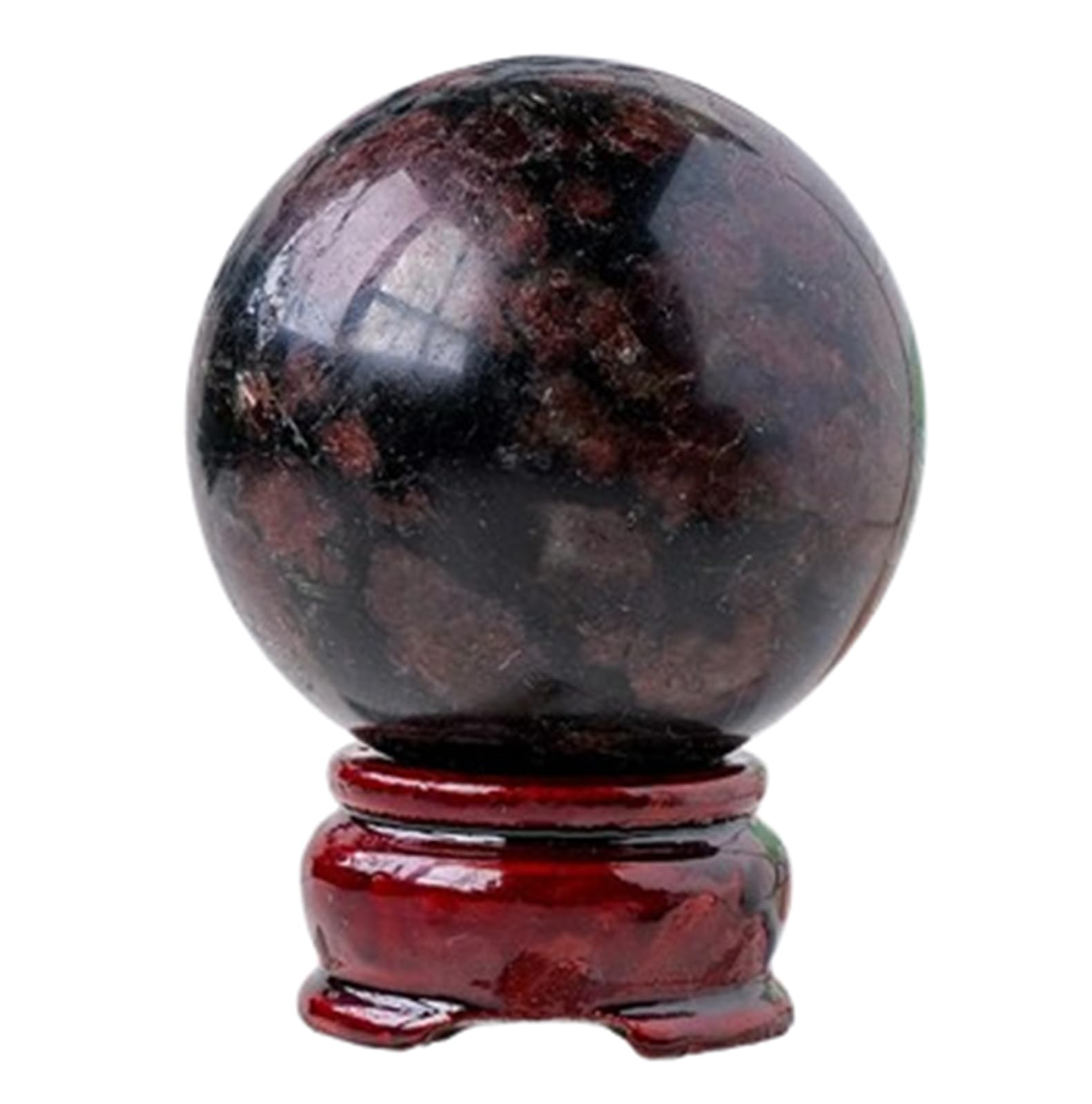 RVBLRDSE Stone Sphere Red Garnet Crystal Ball with Stand Gemstone Decorative for Home Decor Collectible,Scrying, Gifts,Feng Shui,55~60mm Gemstone Stone