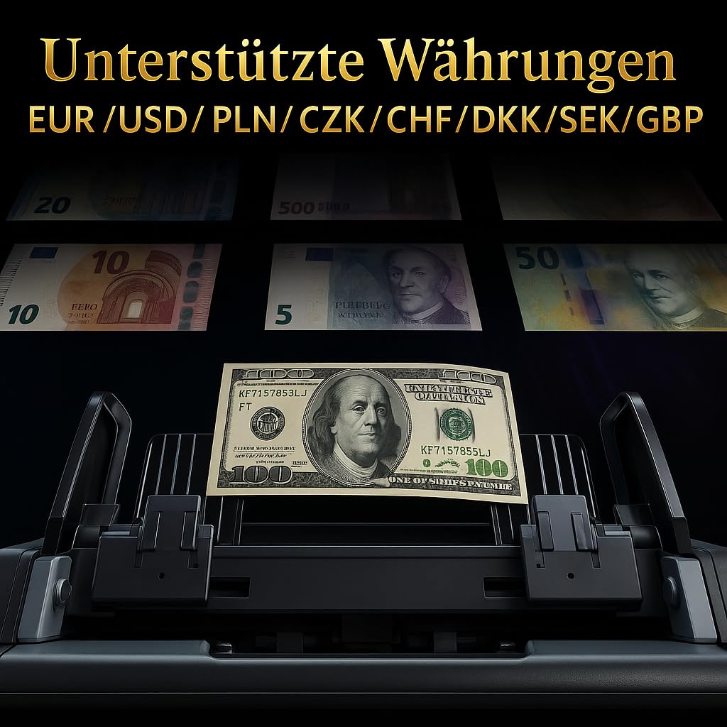 BEITZ BS-920A - Contatore di banconote con display cliente, testato ECB, tecnologia 2CIS, rilevamento 9 volte di denaro falso, offline e anonimo, contatore professionale con visualizzazione dei