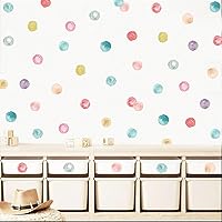 Vista 3 de Calcomanías de pared con diseño de lunares, diseño de acuarela, círculo, arcoíris, extraíble, para niños, bebés, niñas, sala de estar, dormitorio