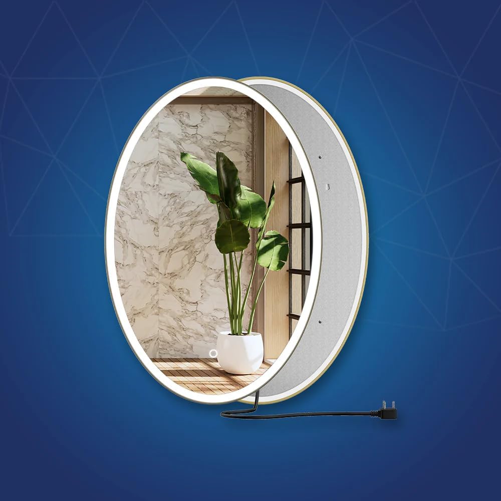 LEDMyplace 24 x 36 Inch Oval LED Lighted Bathroom Vanity Mirror, 3000/4000/6000 CCT Changeable & Remembrance, Anti-Fog, CRI 90+, Touch Switch,1980 Lumens, 57 Watt, Defogger, Lunar Style Mirror