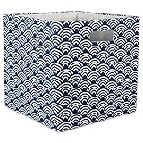 DII Hard Sided Collapsible Fabric Storage Container for Nursery, Offices, Home Organization, (13x13x13) - Waves Nautical Blue