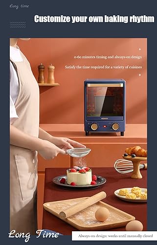 Miniatura 4 de rumenfty Mini horno eléctrico vertical de tres niveles de 12 L 800 W control de temperatura ajustable y temporizador diseño compacto para el hogar