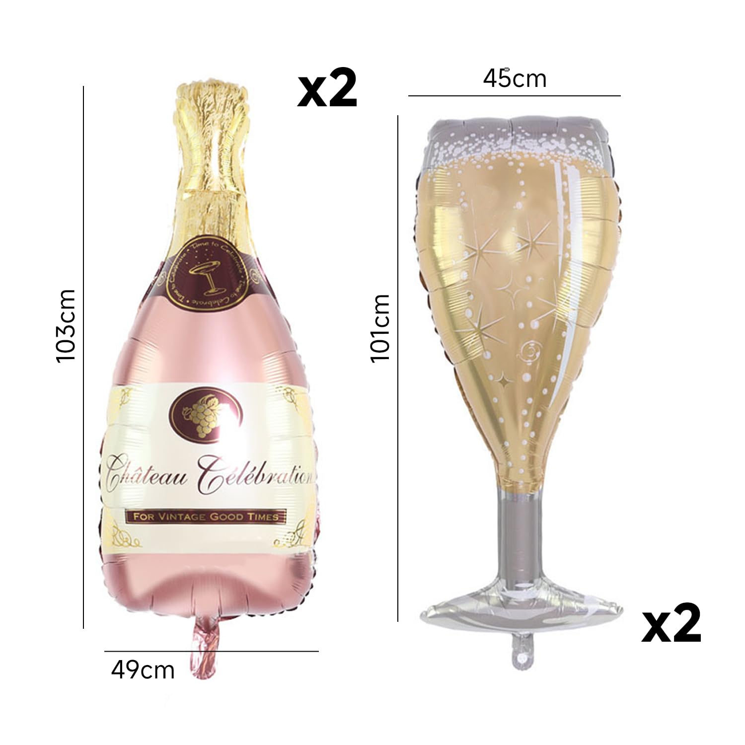 4 Pieces Champagne Bottle Wine Glass Balloons for Party Decoration and Fun Creative Party Supplies, Pink - Image 2